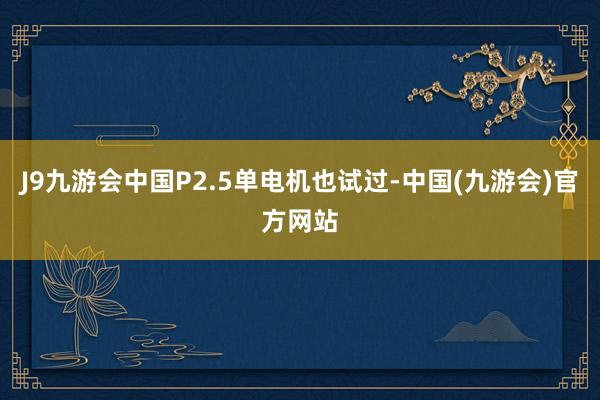 J9九游会中国P2.5单电机也试过-中国(九游会)官方网站