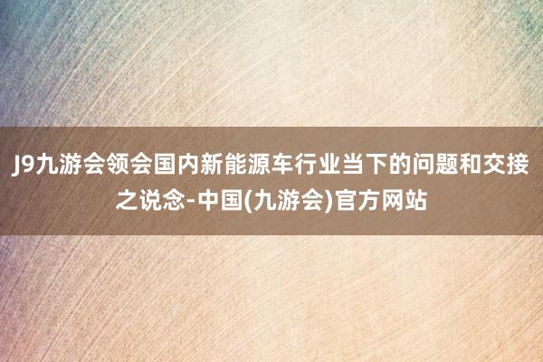 J9九游会领会国内新能源车行业当下的问题和交接之说念-中国(九游会)官方网站