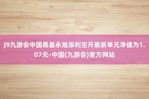 J9九游会中国易基永旭添利定开最新单元净值为1.07元-中国(九游会)官方网站